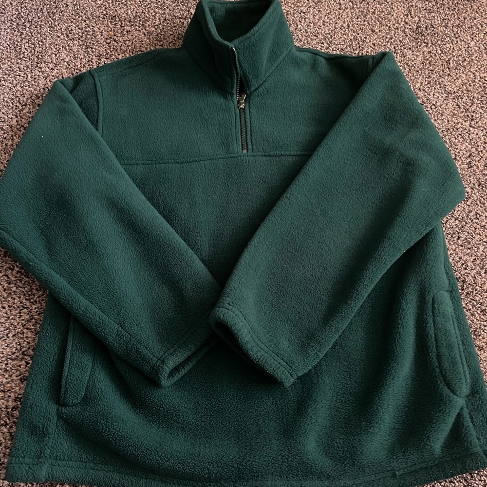 Lands' End Vintage Green Fleece Pullover